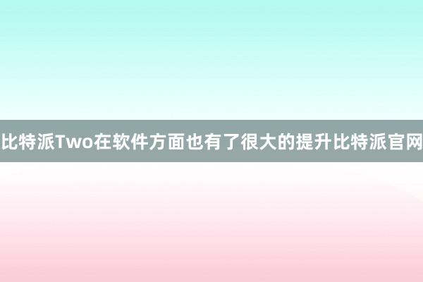 比特派Two在软件方面也有了很大的提升比特派官网