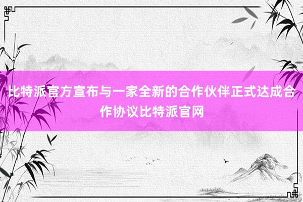 比特派官方宣布与一家全新的合作伙伴正式达成合作协议比特派官网