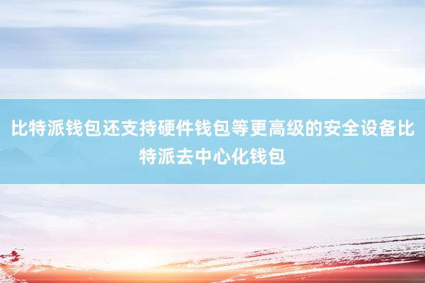 比特派钱包还支持硬件钱包等更高级的安全设备比特派去中心化钱包