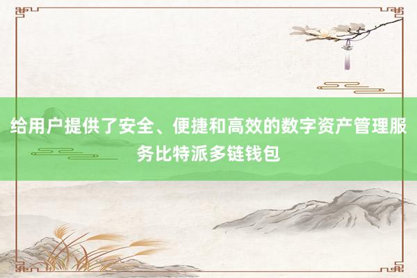 给用户提供了安全、便捷和高效的数字资产管理服务比特派多链钱包