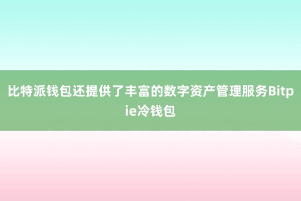 比特派钱包还提供了丰富的数字资产管理服务Bitpie冷钱包