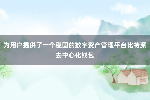 为用户提供了一个稳固的数字资产管理平台比特派去中心化钱包